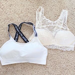 Trendy sports bra and lacy bralette ✨